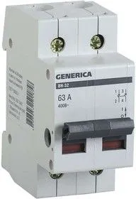 Выключатель нагрузки (мини-рубильник) 2п ВН-32 63А GENERICA ИЭК MNV15-2-063