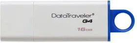 Флешка USB KINGSTON DataTraveler G4 16Гб, USB3.0, белый и синий [dtig4/16gb]