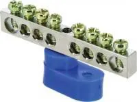 Шина нулевая N 6х9 8 отвер. никель син. угловой изолятор PROxima EKF sn1-63-08-1