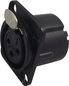 NC3FD-LX-B, Аудио разъем XLR, 3 контакт(-ов), Гнездо, Монтаж в Панель, Контакты с Покрытием из Золота