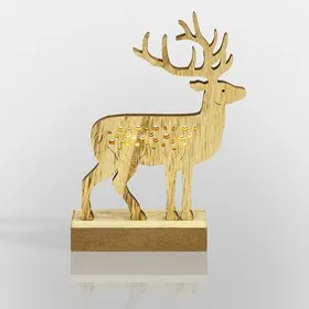 504-015, Деревянная фигурка с подсветкой Олень 14,5*5*19 см