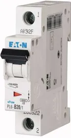 Выключатель автоматический модульный 1п C 20А 6кА PL6-C20/1 EATON 286534