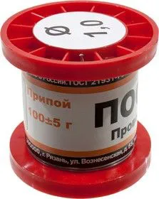Припой ПОС40 ПРВ 1.0мм катушка 100г, (17-19г)