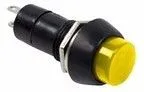36-3043, Выключатель-кнопка 250V 1А (2с) (ON)-OFF Б/Фикс желтая