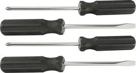 13220, Набор отверток 4шт.(SL5x100,6x100, PH1x100,2x100), углеродистая сталь, пластиковая рукоятка