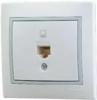 Розетка компьютерная 1-м СП Мира RJ45 бел./сер. Lezard 701-0215-139