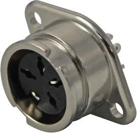 0107 04, Разъем DIN Аудио / Видео, 4 контакт(-ов), Гнездо, Монтаж в Панель, Пайка