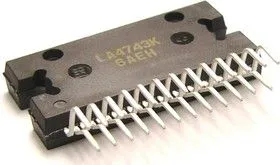 LA4743K, Четырехканальный усилитель НЧ, 4 х 45Вт, 4 Ом, 14.4В, 20…20000Гц, [HZIP-25]