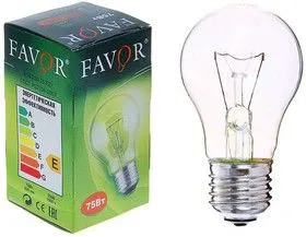 Лампа накаливания Б 230-75 75Вт E27 230В инд. ал. (100) Favor 8101403