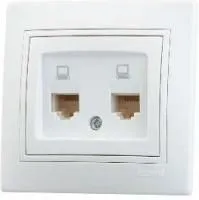 Розетка компьютерная 2-м СП Мира RJ45 бел./бел. Lezard 701-0202-141