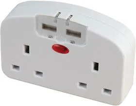 PEL00424, Адаптер питания, ЕВРО штекер, 2 x Сетевой Английского Типа, 13 А, Белый, Корпус из Пластика, 250 В