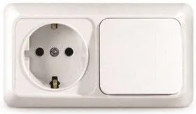 Блок ОП Олимп 1-кл. вык.+ роз. с заземл. горизонт. бел. UNIVersal О0032