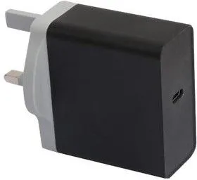 MC011361, Адаптер питания, UK Plug, USB Type C Receptacle, 3 А, Черный, Корпус из PPS (Полифинелинсульфида)