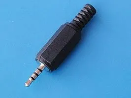 AUD-32 (K3021B), Штекер аудио 2.5мм, 4 контакта, стерео, пластиковый корпус,