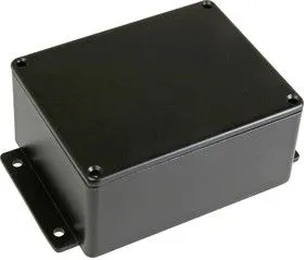 BS25MFBK, Корпус для РЭА 114x90x55мм, металл, герметичный, с крепежным фланцем, черный