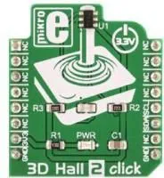 MIKROE-3190, Add-On Board, 3D Hall 2 Click Board, Hall Effect Magnetic Field Sensor, 3-Axis, MikroBUS