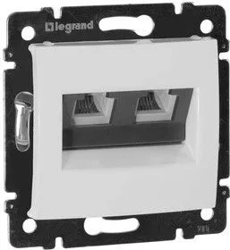 Механизм розетки телеф. 1-м СП Valena RJ11 + RJ11 бел. Leg 774439