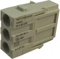 09140032601, Разъем для тяжелых условий, Серия Han-Modular C, Module, 3 Contacts, Штекер, Винтовой Контакт
