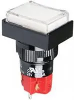 D16LMT1-1ABKW, Переключатель кнопочный без фиксации 250В/5А LED подсветка 24В