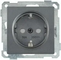 Механизм розетки СП BOLERO РС14-1-0-Б 16А защ. шторки с заземл. антрацит ИЭК ERB14-K95-16