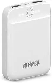 SL6000 WHITE, Аккумулятор HIPER Внешний аккумулятор HIPER SL6000 Li-Pol 6000 mAh 2.1A+2.1A 2xUSB белый