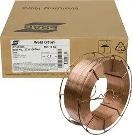 Проволока сварочная ESAB Weld G3Si1 ф 1,2 мм Ф1.2мм 15кг, омедненная, катушка Ф300мм