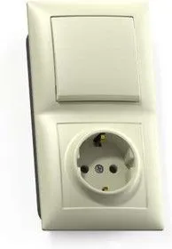 Блок СП БКВР-411 Селена (1-кл. выкл. + розетка с заземл.) сл. кость Кунцево 8176