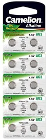 Элемент питания алкалиновый таблетка G 3 Mercury Free AG3-BP0%Hg 392A/LR41/192 BL-10 (блист.10шт) Camelion 12811