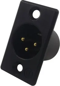 NC3MP-B, Аудио разъем XLR, 3 контакт(-ов), Штекер, Монтаж в Панель, Контакты с Покрытием из Золота