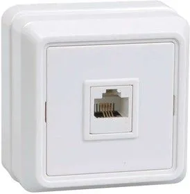 Розетка телефонная 1-м ОП Октава РТ20-ОБ IP20 бел. ИЭК ETO10-K01-DC