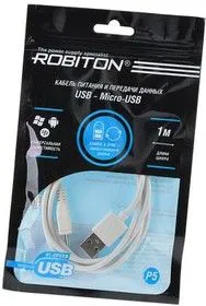 ROBITON P5 USB A - Micro-USB, Charge&Sync, 1м белый PH1, Кабель USB