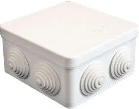 Коробка распр. ОП 105х105х56 7 выходов 4 гермоввода IP54 крышка защелкивающаяся бел. Epplast 100011