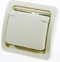 SV-54110-B, Розетка одинарная,с заземлением и крышкой, слоновая кость 16 А/~250 В