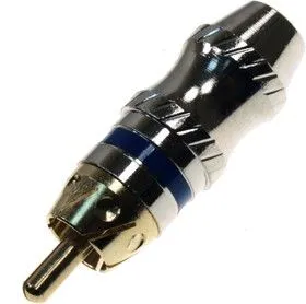 1-262G BLUD, штекер RCA металл на кабель синий позолоченный