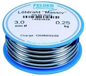 Sn99.3Cu0.7 прв Massiv (1.5мм), Припой олово-медь, катушка 100гр