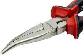 17422, Длинногубцы NICKEL, 180 мм, изогнутые никелированные, двухкомпонентные рукоятки