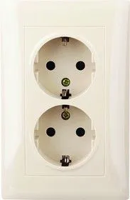 V01-12-R24-S (Розетка 2-мест. с зазем.(крем), в сб. Magenta)