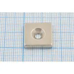 Магнит 15,0x15,0x 3/отв d3,5, параллелепипед, Ni