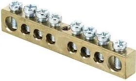 Шина PEN ноль-земля 8х12 8 отвер. латунь крепеж по центру PROxima EKF sn0-125-8-c