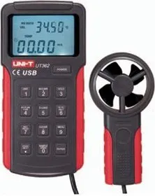 UT362, Измеритель скорости и температуры воздушного потока, термоанемометр с USB