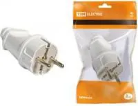 SQ1806-0003, Вилка прямая белая с заземлением 16А 250В