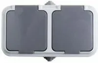 78-0525, Розетка штепсельная двухместная влагозащищенная для открытой установки IP54 без заземления 16 А REX