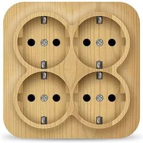 Розетка 4-м ОП 16А IP20 с заземл. сосна квадрат IONICH 1459