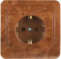 SV-54105-N, Розетка СВЕТОЗАР ГАММА с заземлением, одинарная, цвет орех,16А/~250В