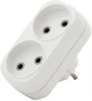 Разветвитель 2 гнезда без заземл. плоский 6А UNIVersal А202
