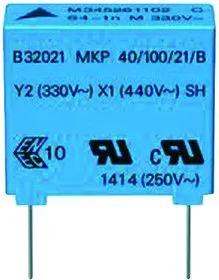 B32022A3223M, CAPACITOR POLYPROPYLENE PP FILM, 0.022UF, 300V, 20%, RADIAL