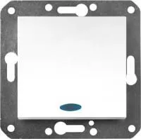 V01-11-P12-M (Переключатель/выкл. проходной 1-кл. с инд. (бел), м-зм, Magenta)