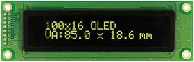 O100H016FLPP5N0000, Графический OLED дисплей, 100 x 16 пикселей, Желтый на Черном, 5В, Параллельный, SPI, 116мм x 37мм