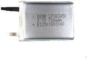 LP383450, Аккумулятор литий-полимерный (Li-Pol) 720мАч 3.7В в призматическом корпусе