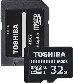 Карта памяти microSDXC UHS-I TOSHIBA M203 32 ГБ, 100 МБ/с, Class 10, THN-M203K0320EA, 1 шт., переходник SD